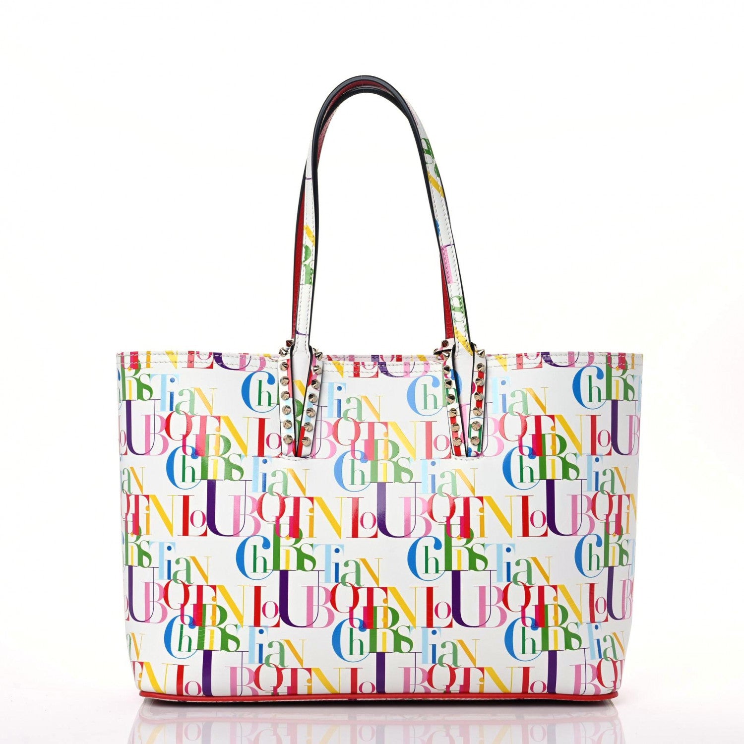Christian Louboutin Calfskin Small Cabata Tote White Multicolor 3 of 15