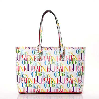 Christian Louboutin Calfskin Small Cabata Tote White Multicolor 3 of 15