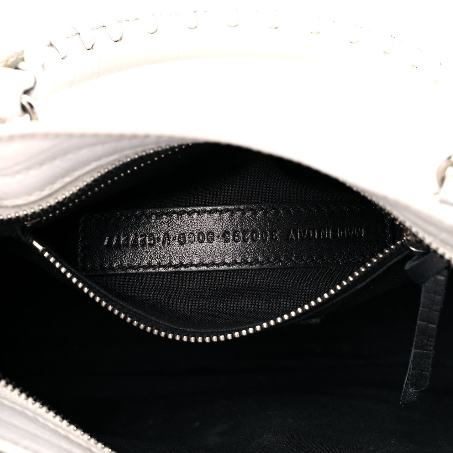 Matte Supple Lambskin Crocodile Embossed Classic Silver Hardware Mini City White