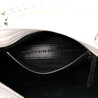 Balenciaga Matte Supple Lambskin Crocodile Embossed Classic Silver Hardware Mini City White 7 of 18