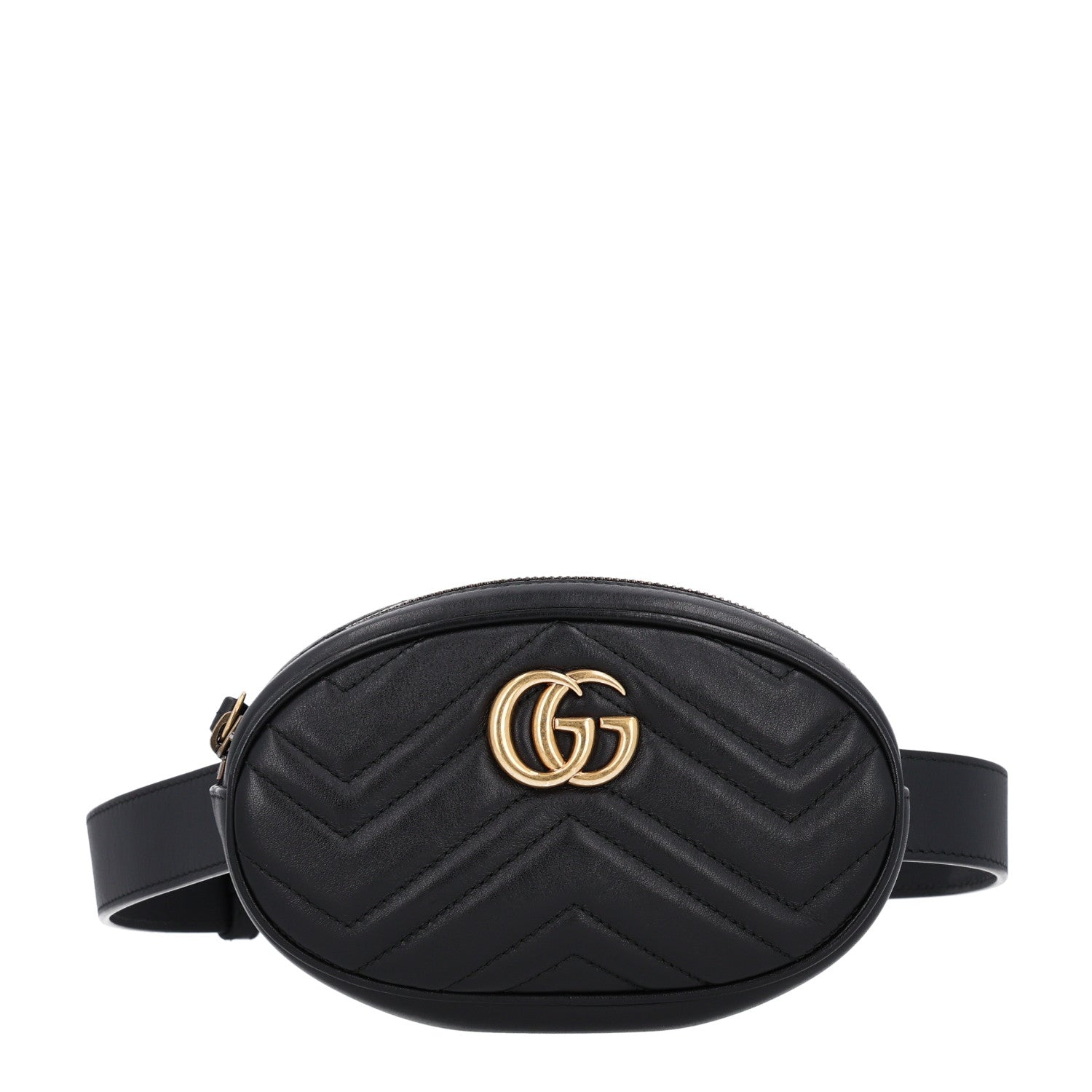 Gucci Calfskin Matelasse GG Marmont Belt Bag 75 30 Black 1 of 9