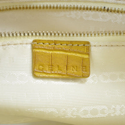 Celine Crocodile Embossed Leather and Canvas Bag Yellow 8 of 9