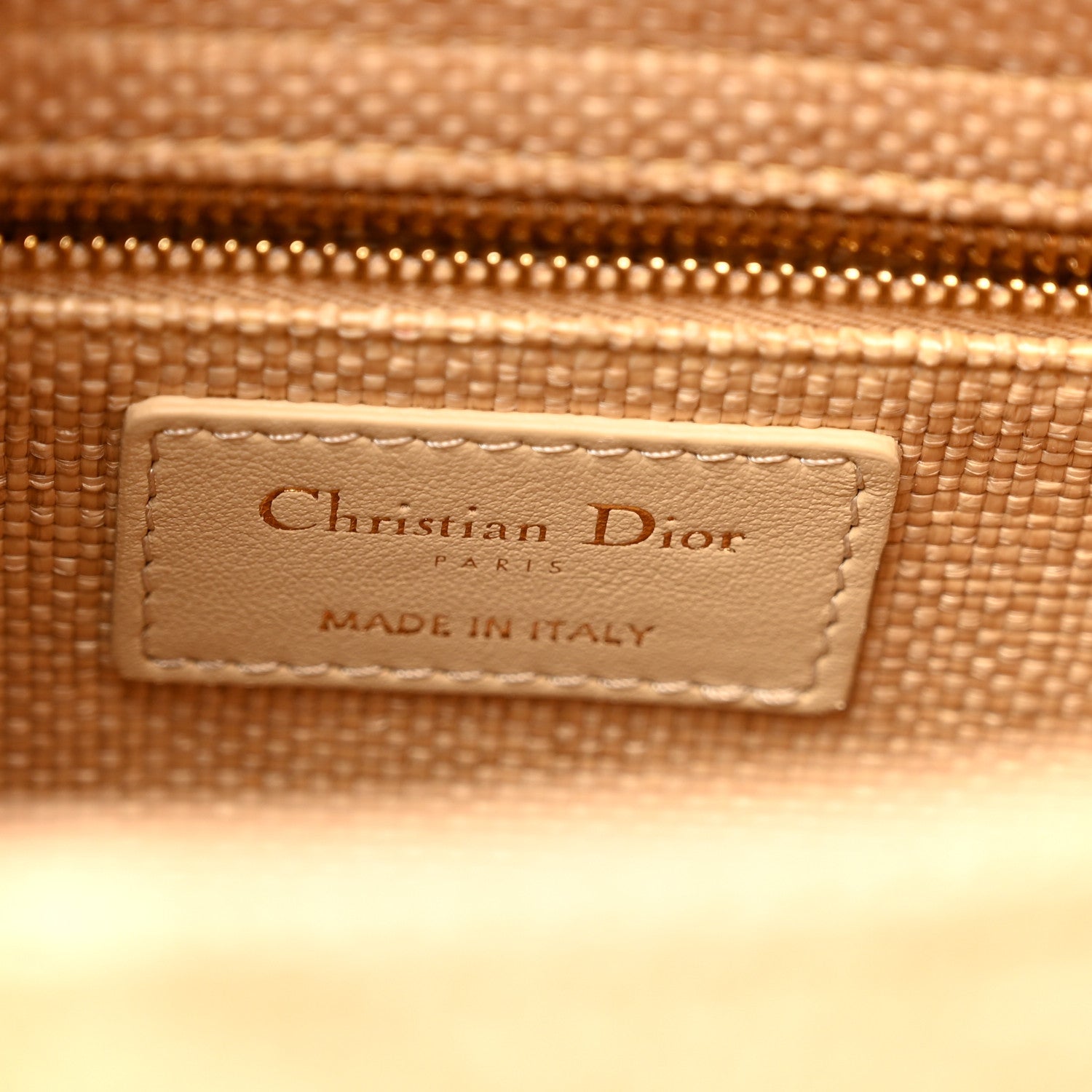 Christian Dior Raffia Woven Cannage Embroidered Medium Lady D-Lite