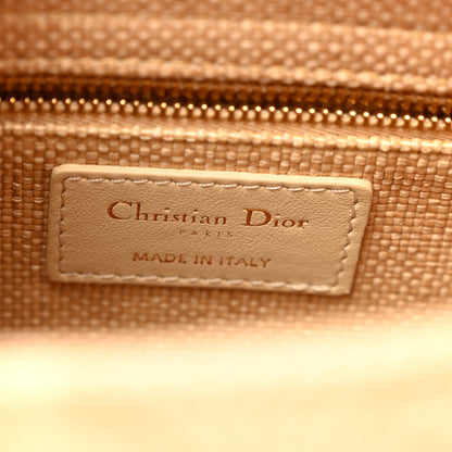 Christian Dior Raffia Woven Cannage Embroidered Medium Lady D-Lite Natural Black 6 of 10