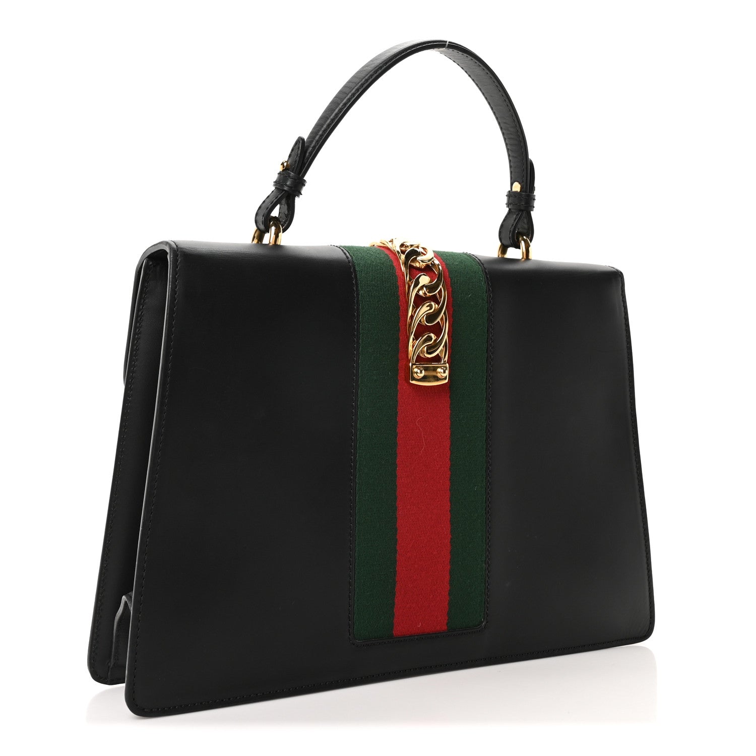Gucci Calfskin Medium Sylvie Top Handle Bag Black 3 of 10