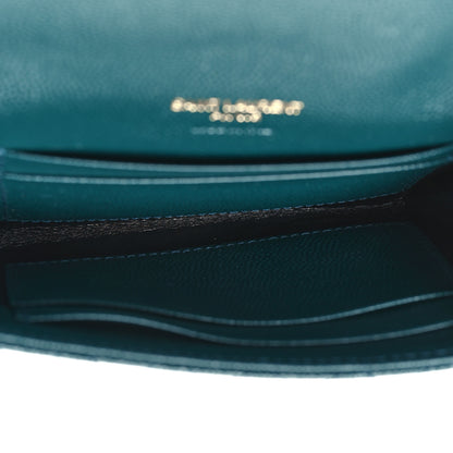 Saint Laurent Grain De Poudre Textured Mixed Matelasse Triquilt Small Monogram Envelope Wallet Sea Turquoise 6 of 11