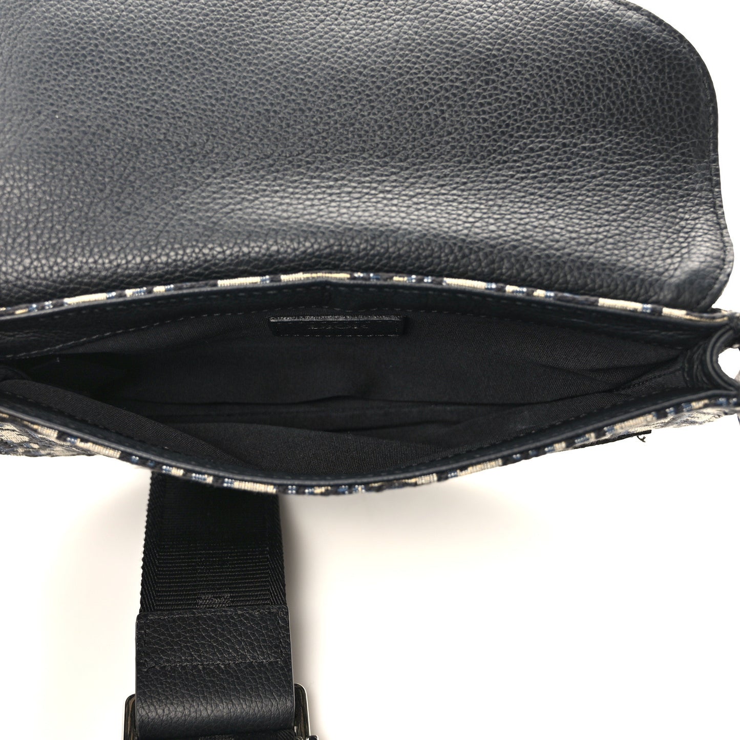 Oblique Saddle Messenger Pouch Beige Black