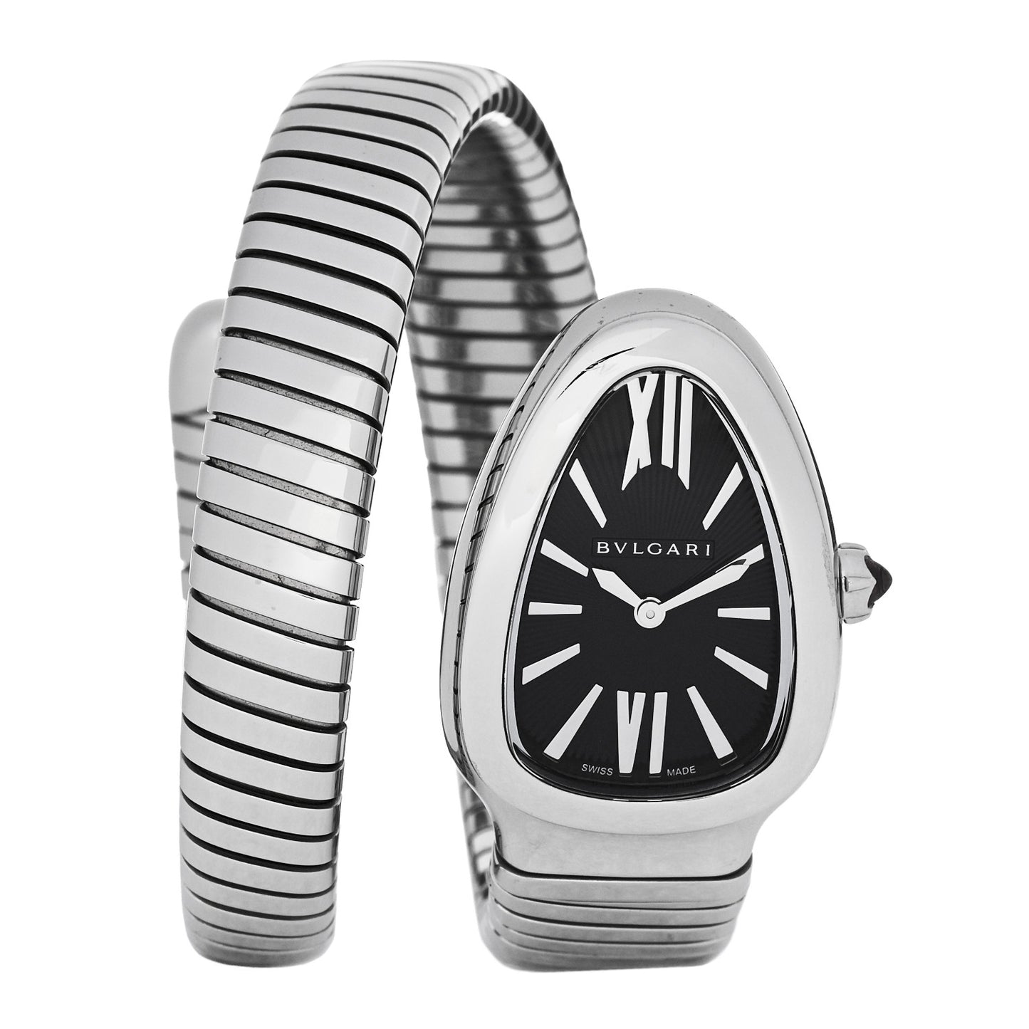 Stainless Steel 35mm Serpenti Tubogas Quartz Watch Black