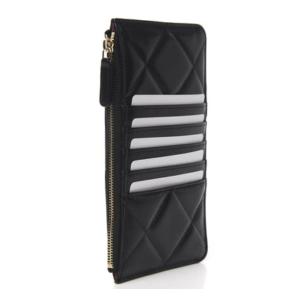 Chanel Goatskin Quilted 19 Flat Wallet Pouch Black 2 of 7