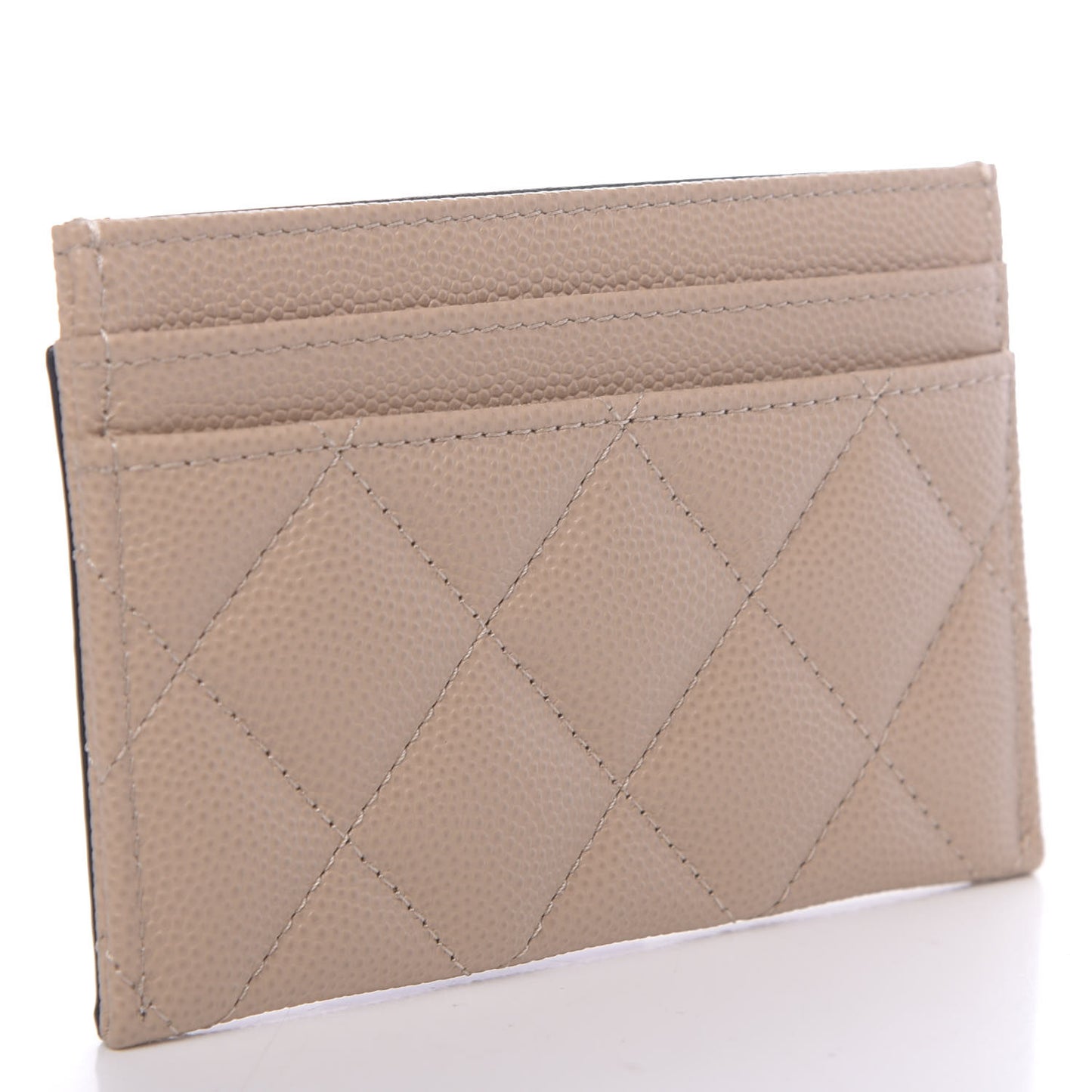Caviar Quilted Filigree Card Holder Beige Black