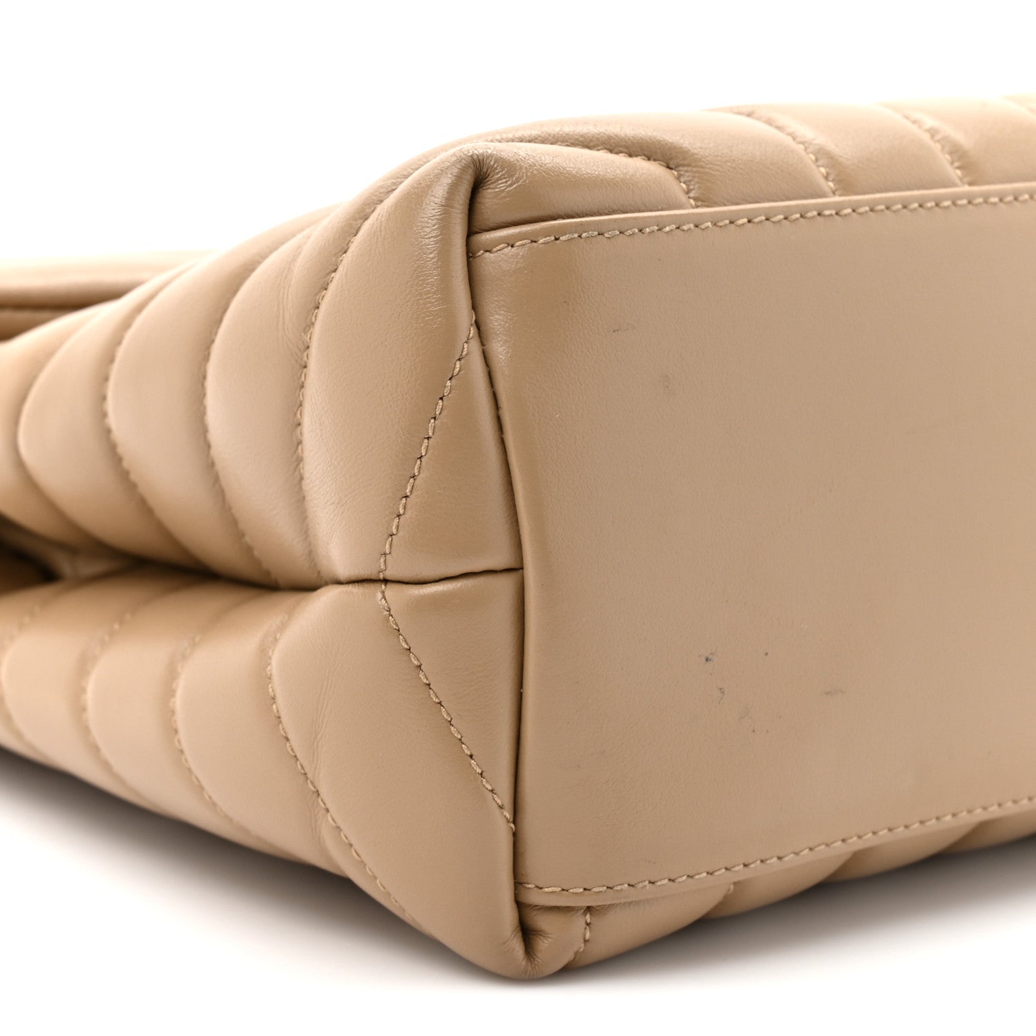 Saint Laurent Calfskin Y Quilted Monogram Medium Loulou Chain Satchel Dark Beige 11 of 12