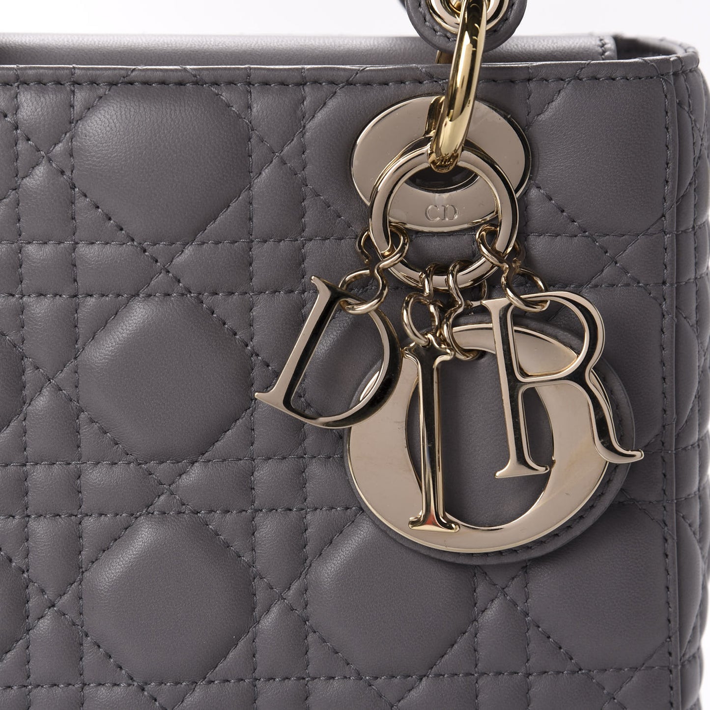Lambskin Cannage Small Lucky Badges My Lady Dior Grey