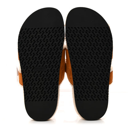 Hermes Suede Goatskin Woolskin Womens Chypre Sandals 40 Naturel Ecru 7 of 11
