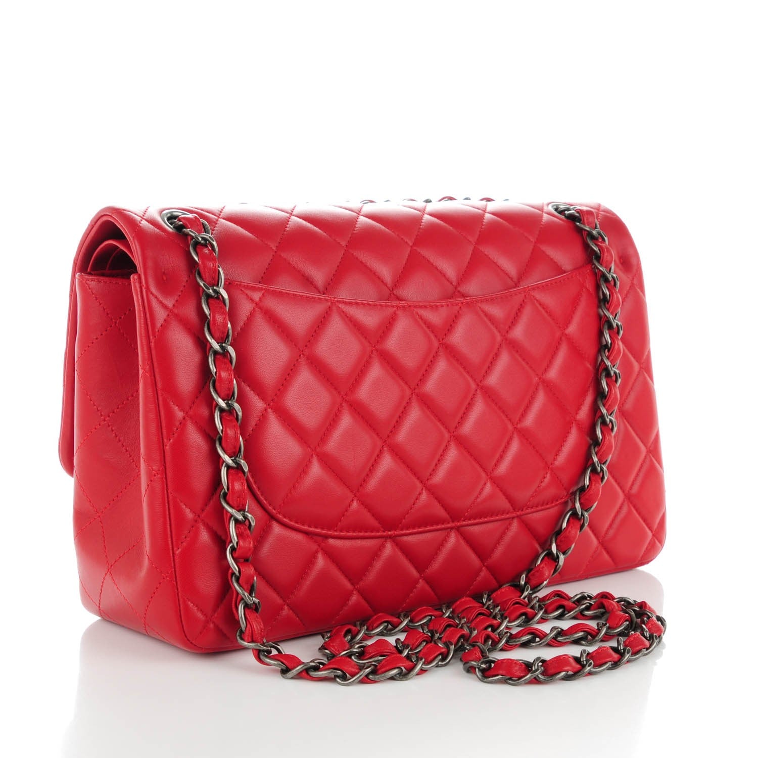 Chanel Lambskin Quilted Jumbo Double Flap Red 3 of 9