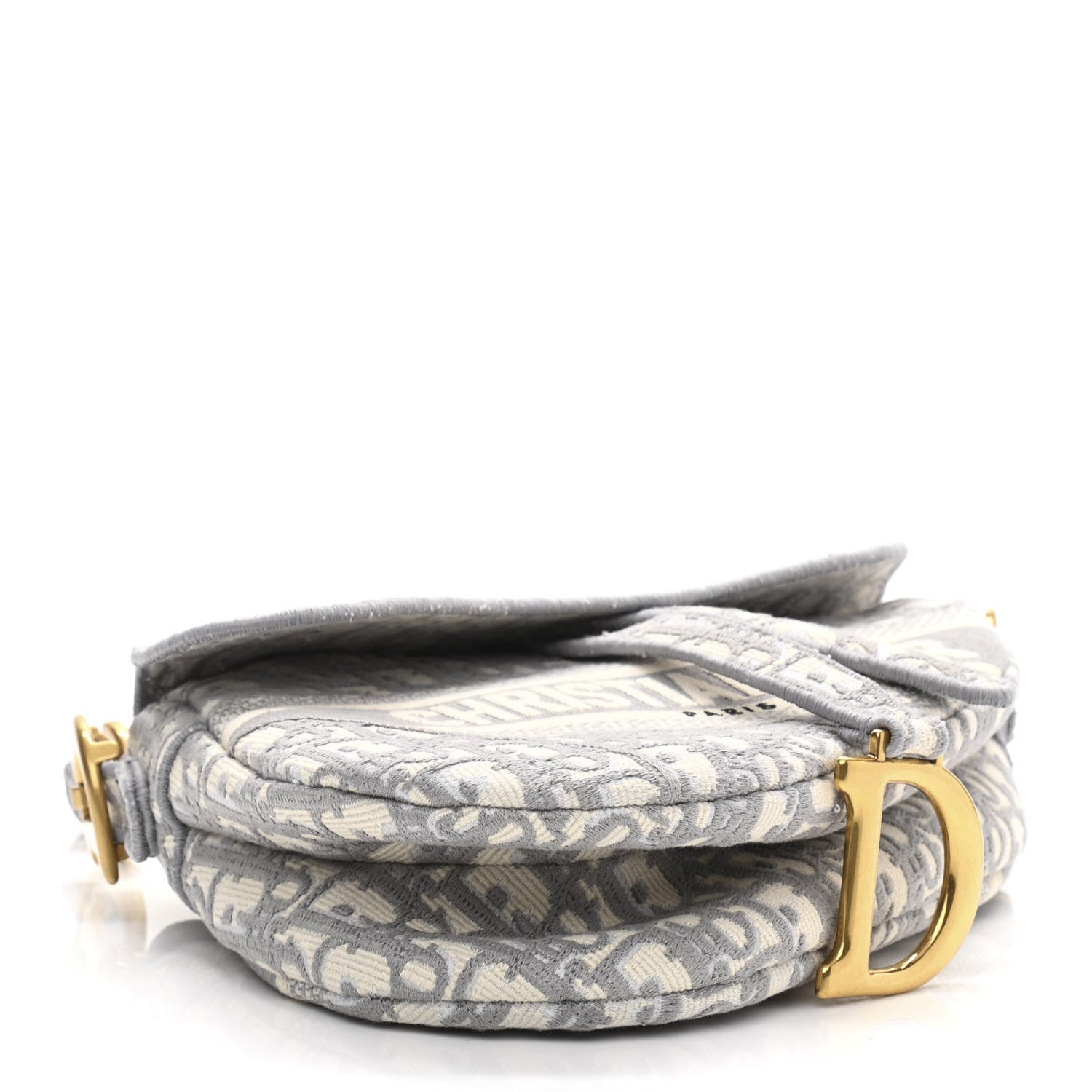 Christian Dior Oblique Embroidered Saddle Bag Gray 4 of 10