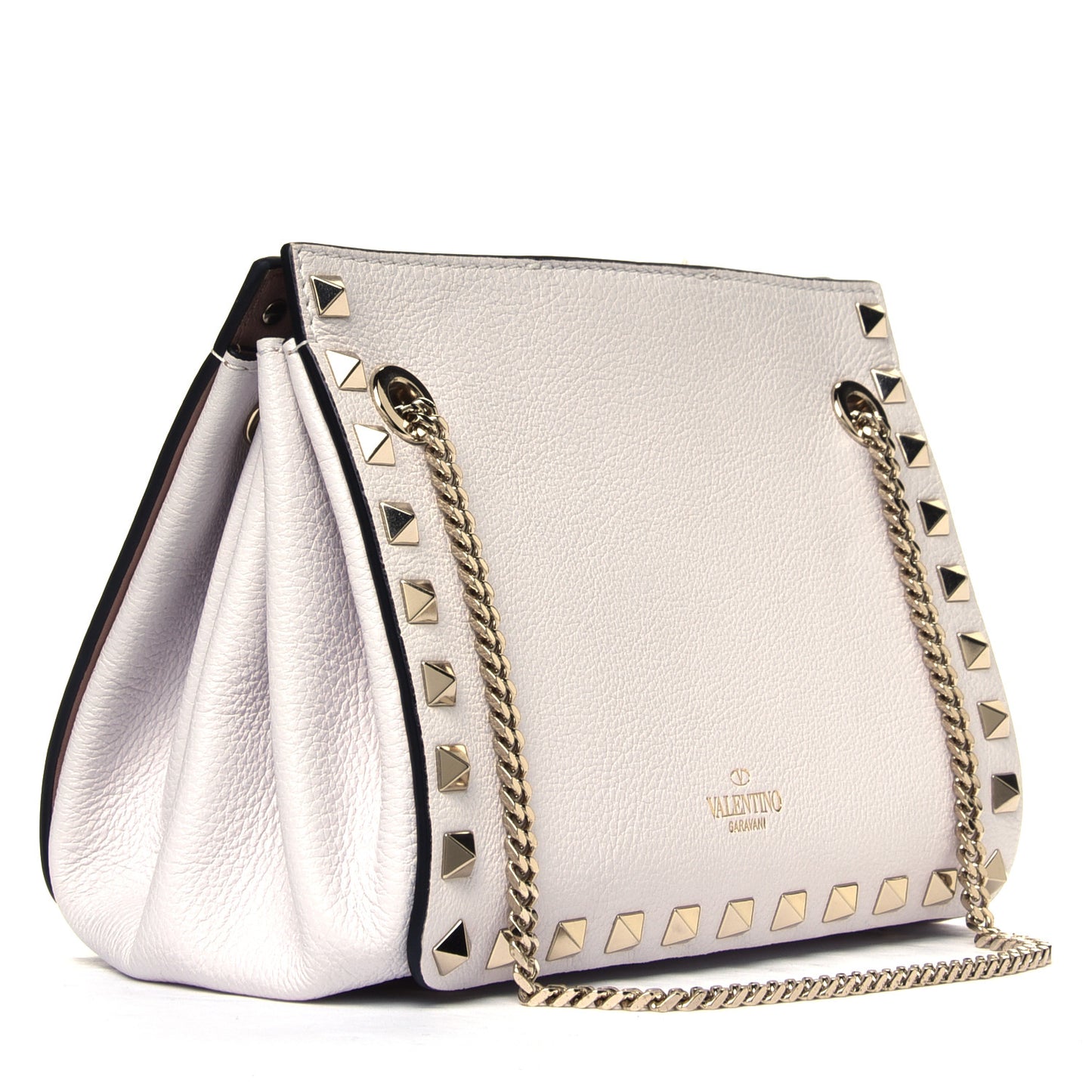 Pebbled Calfskin Mini Rockstud Flip-Lock Chain Shoulder Bag Ivory