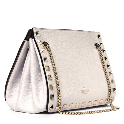 Valentino Garavani Pebbled Calfskin Mini Rockstud Flip-Lock Chain Shoulder Bag Ivory 2 of 5