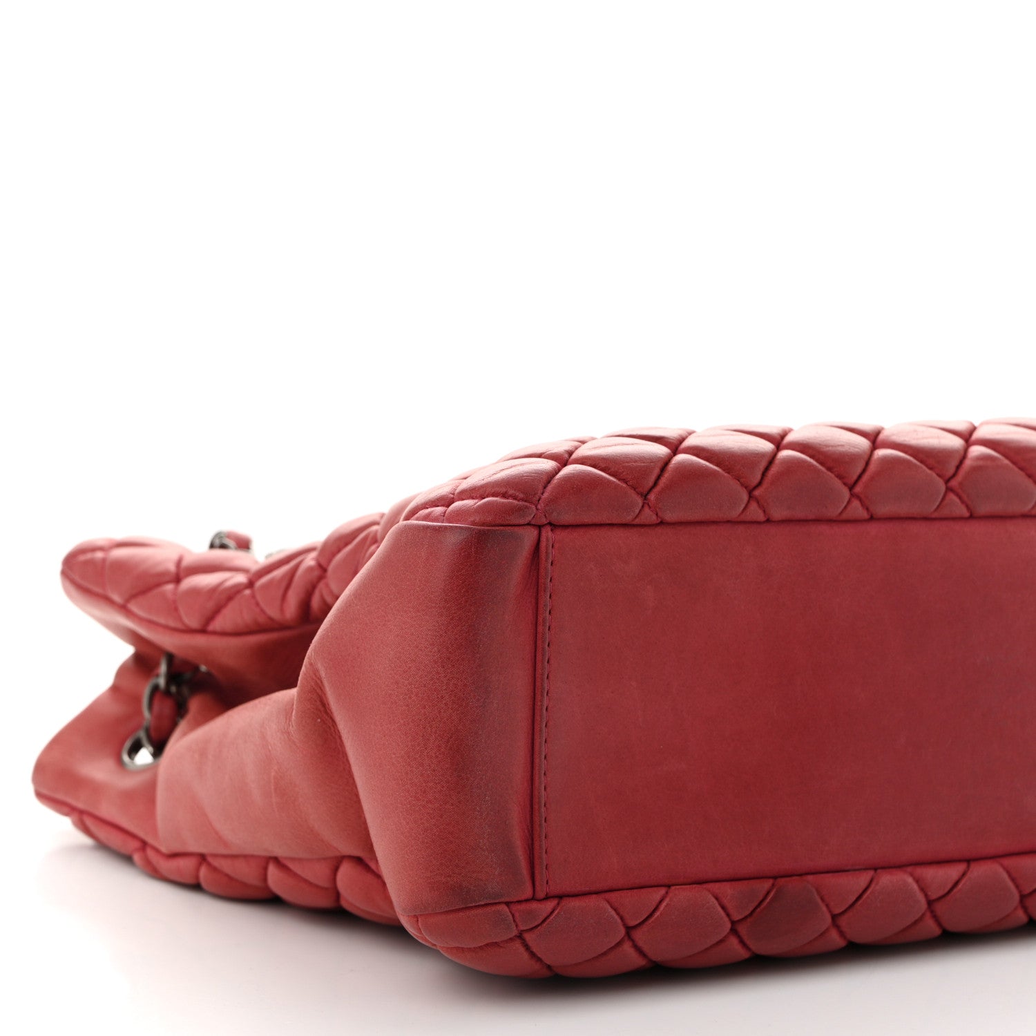 Chanel Iridescent Calfskin Small New Bubble Quilt Tote Red 8 of 10
