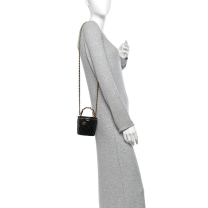 Chanel Patent Quilted Afternoon Tea Top Handle Vanity Case With Chain Black 2 of 12