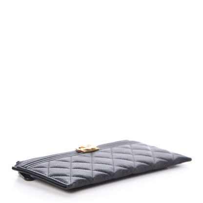 Chanel Caviar Quilted Classic Zip Boy Pouch Black 4 of 10