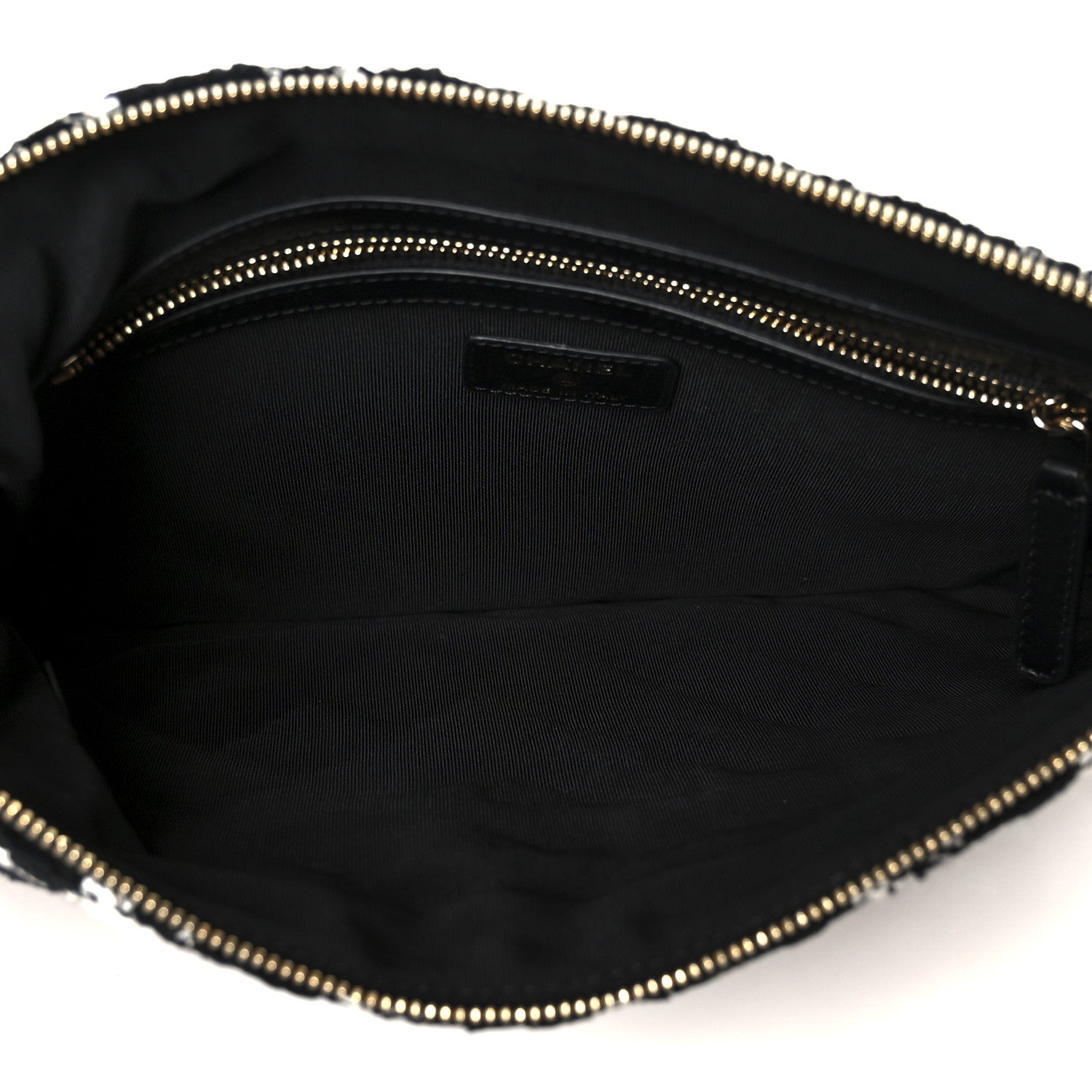 Chanel Tweed Quilted Medium Cosmetic Pouch Black Ecru White 5 of 8