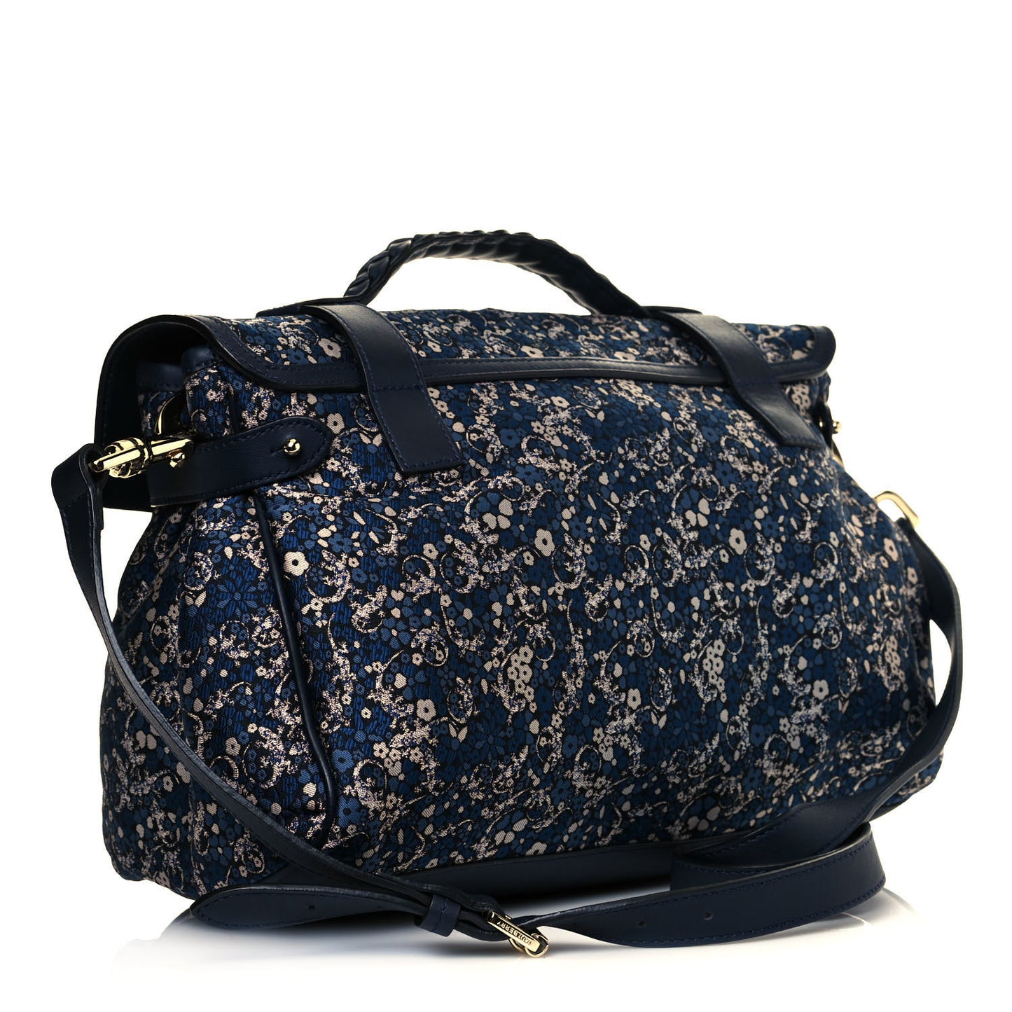 Gecko Jacquard Floral Alexa Satchel Navy