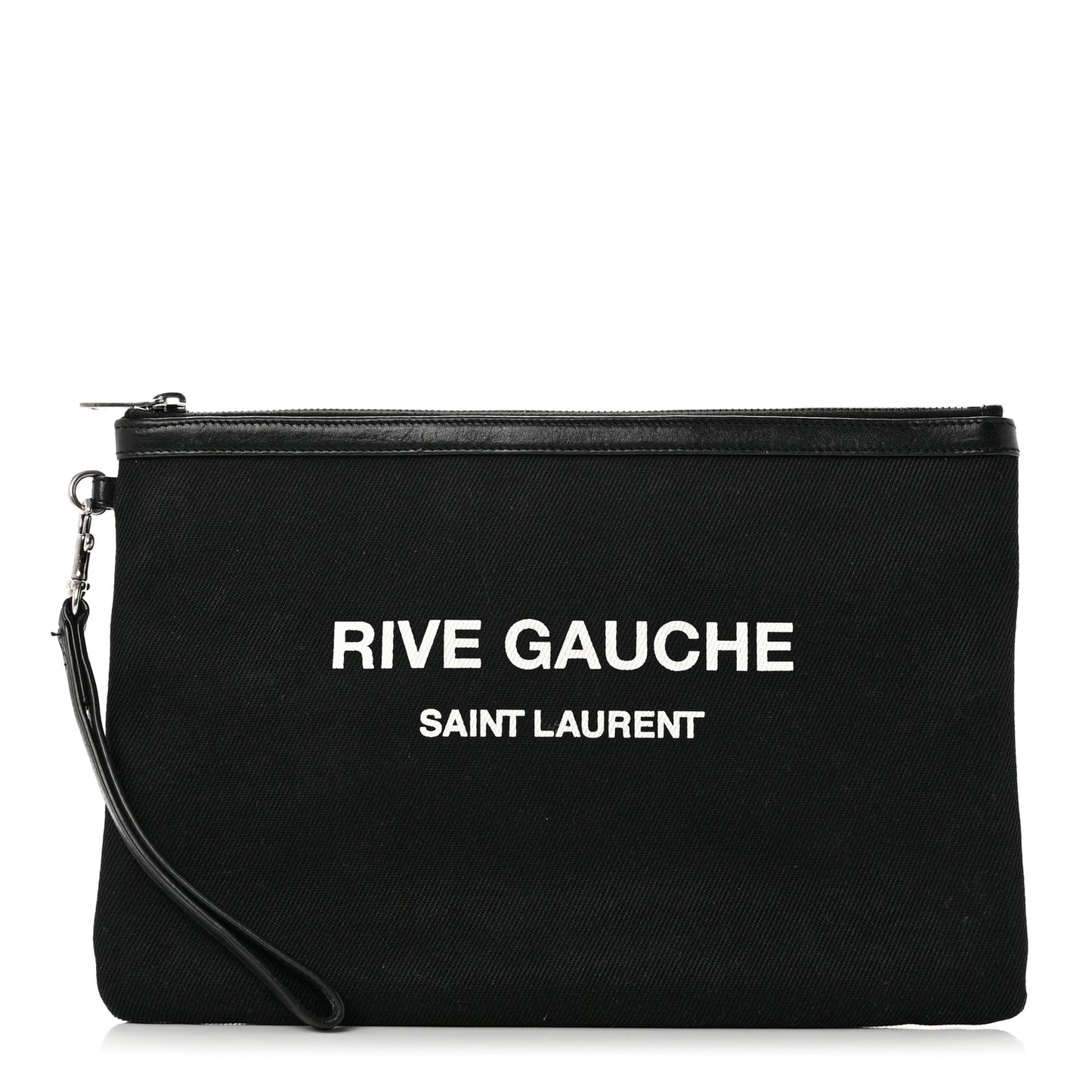 Linen Canvas Rive Gauche Zipped Pouch Black