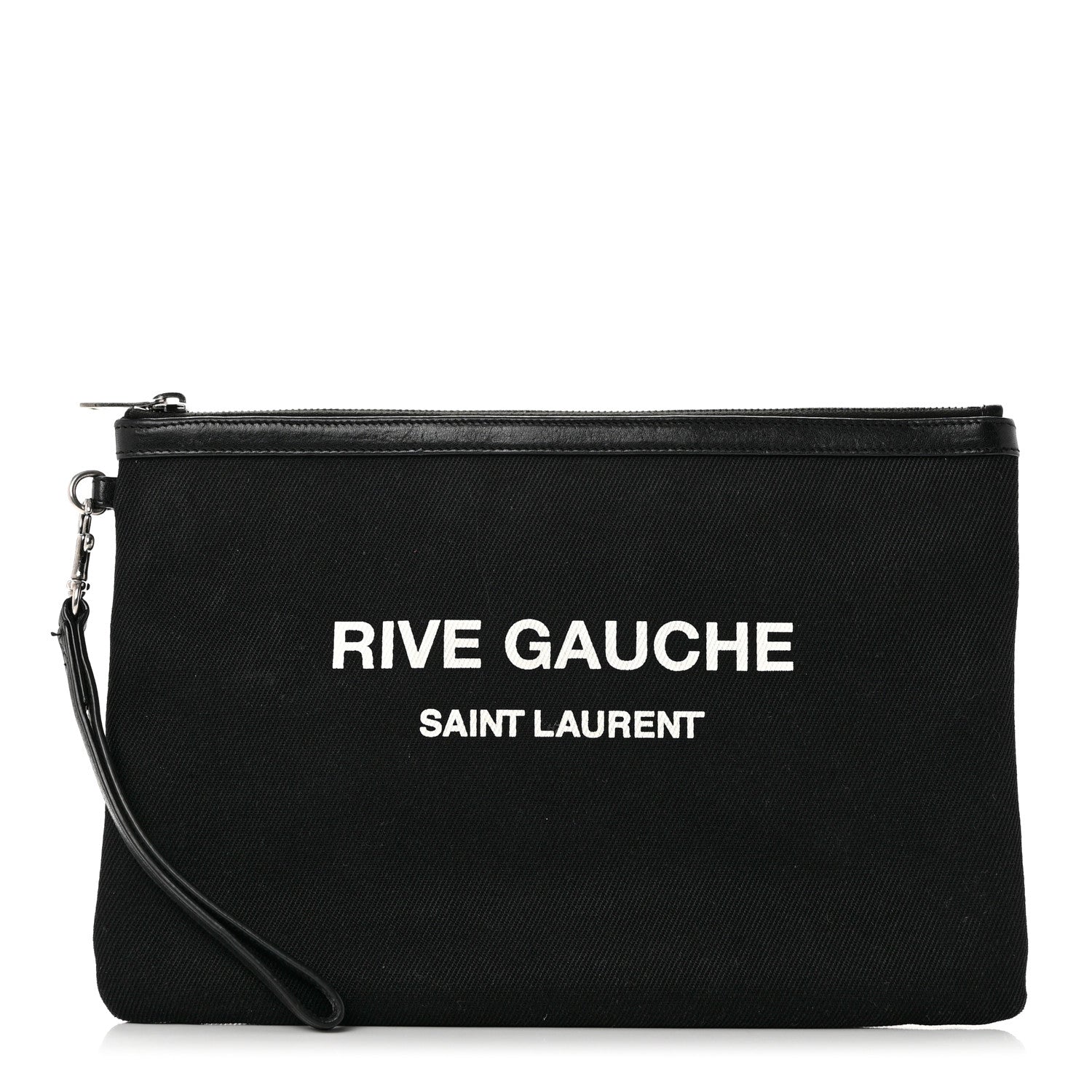 Saint Laurent Linen Canvas Rive Gauche Zipped Pouch Black 1 of 7