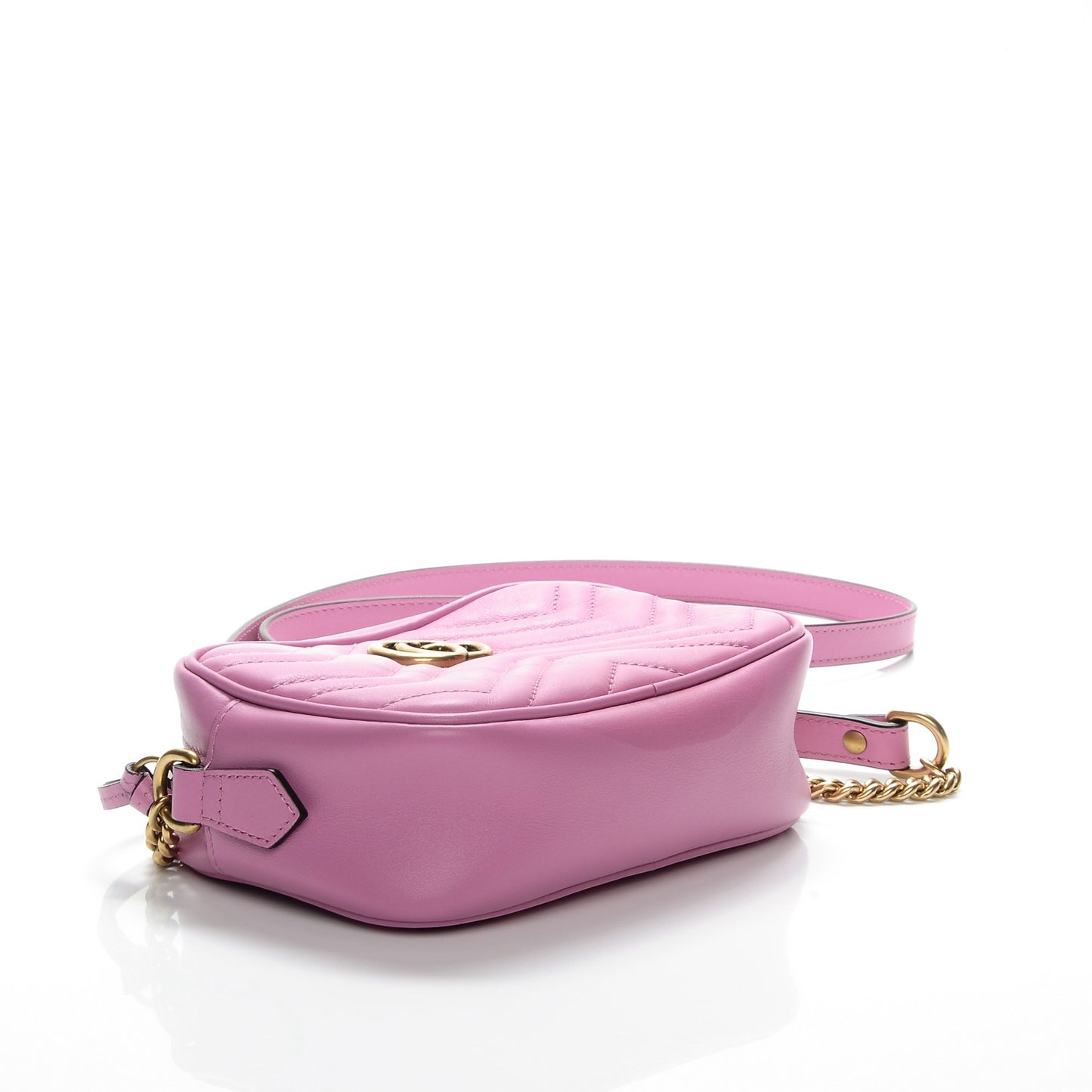 Calfskin Matelasse Mini GG Marmont Chain Shoulder Bag Candy Mousse