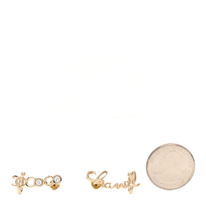 Chanel Metal Crystal Coco Script CC Climber Earrings Gold 2 of 5