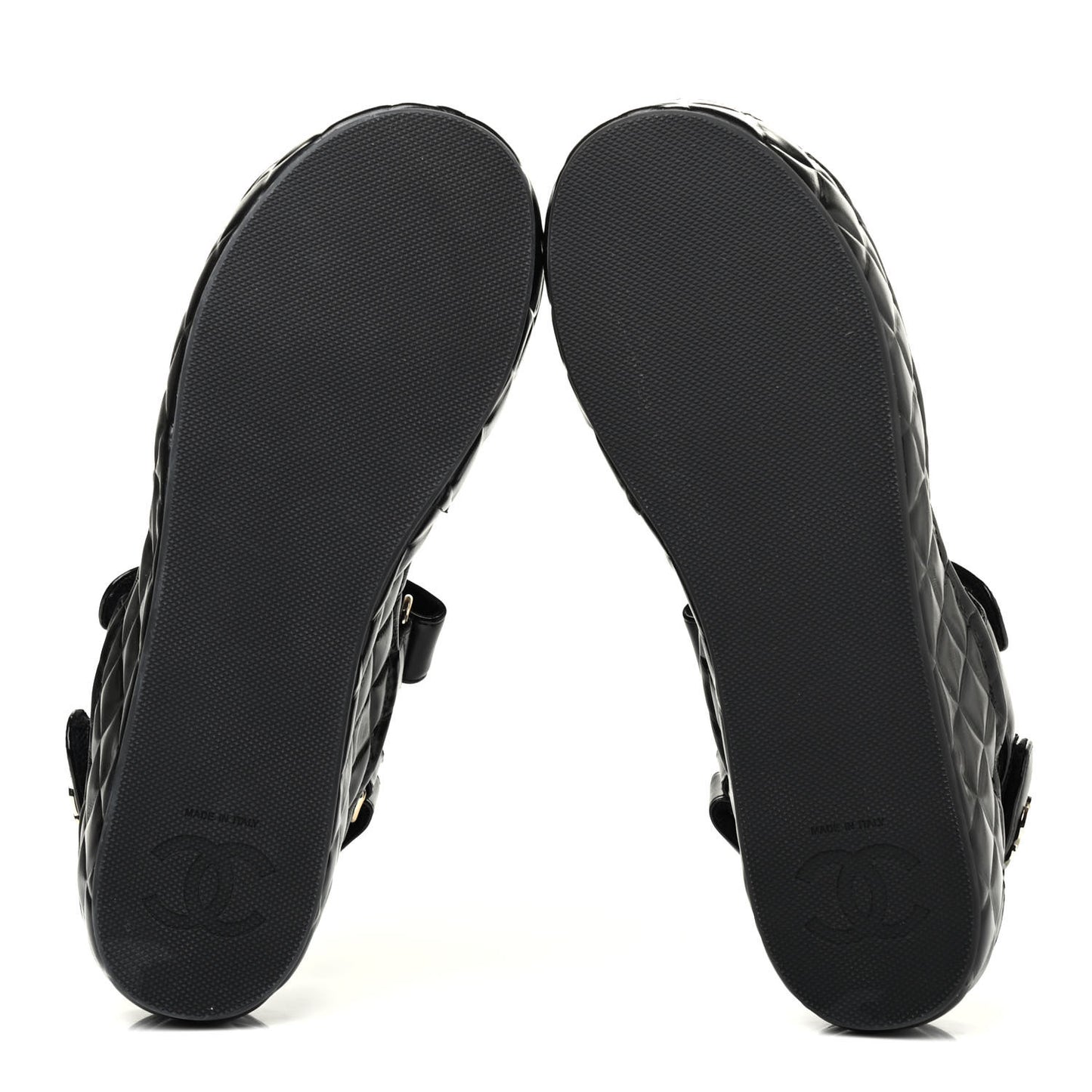 Shiny Calfskin Logo Platform Sandals 39 Black