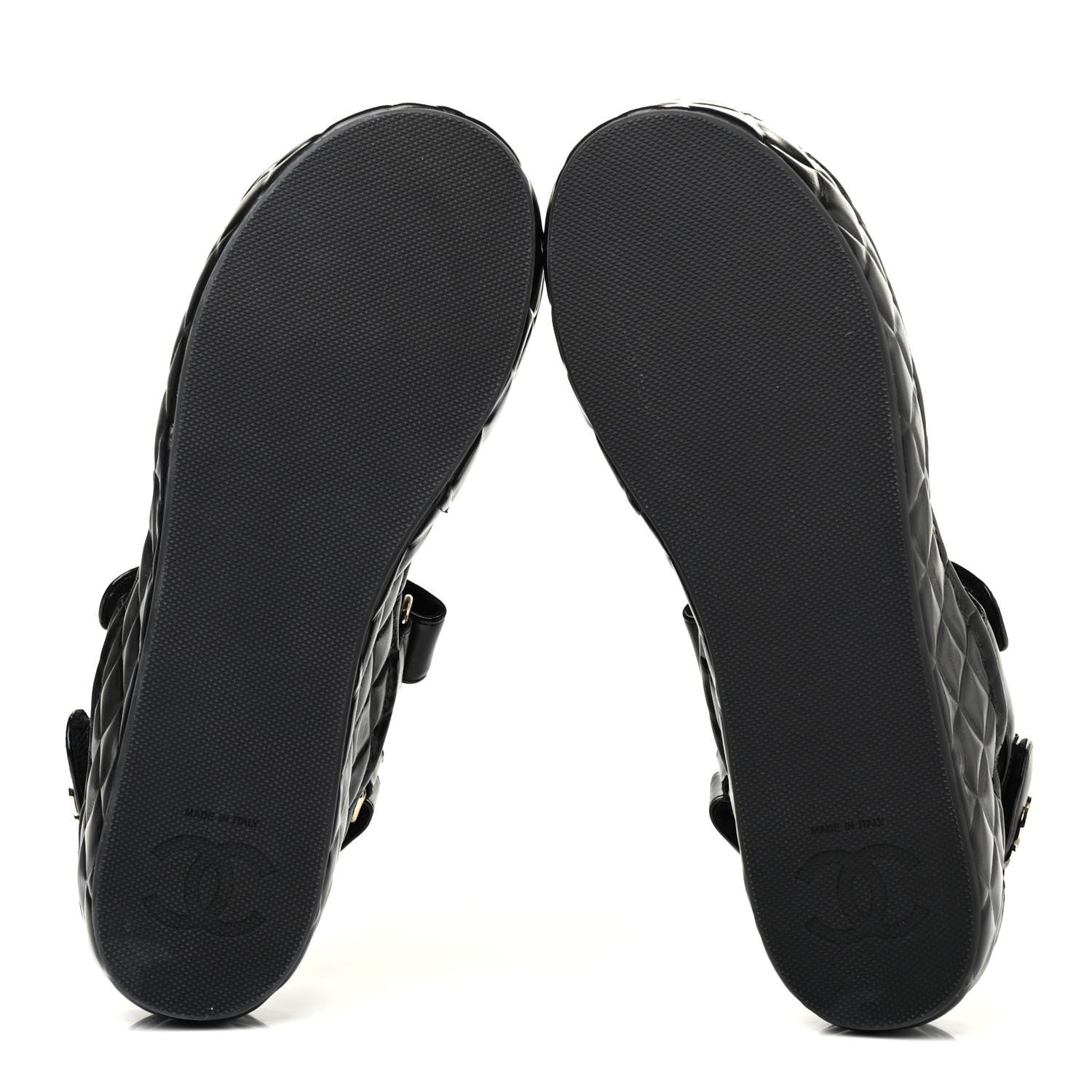 Chanel Shiny Calfskin Logo Platform Sandals 39 Black 4 of 4