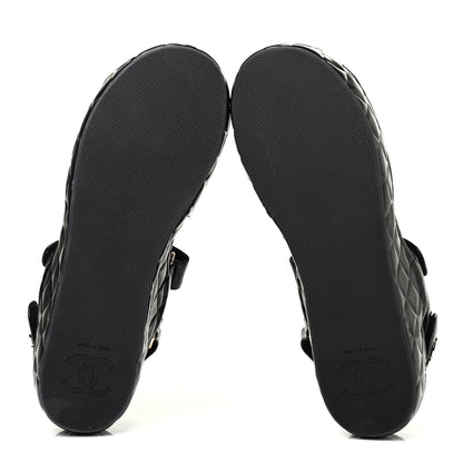 Chanel Shiny Calfskin Logo Platform Sandals 39 Black 4 of 4