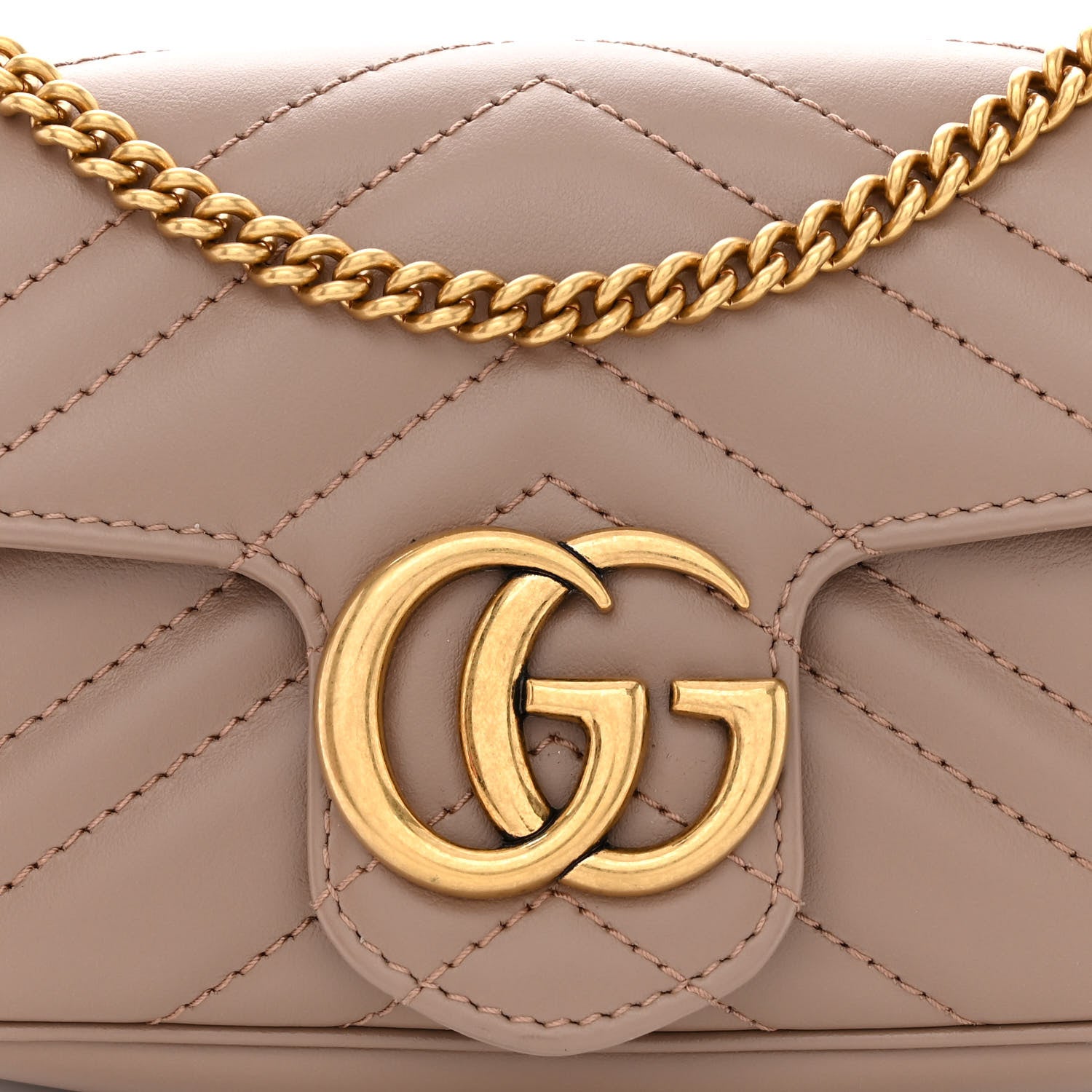 Gucci Calfskin Matelasse Super Mini GG Marmont Shoulder Bag Porcelain Rose 8 of 11