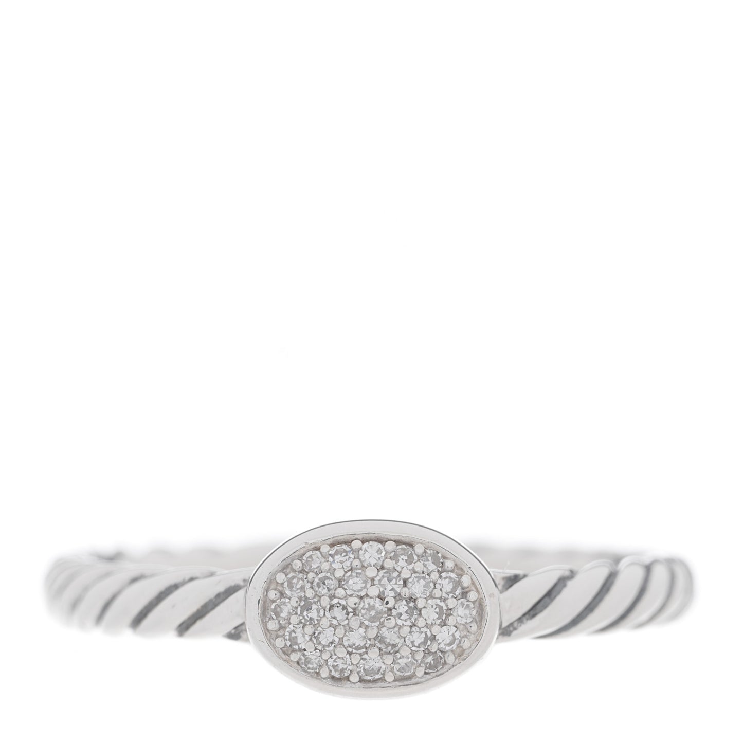 Sterling Silver Diamond Pave Cable Classics Oval Ring 52 6