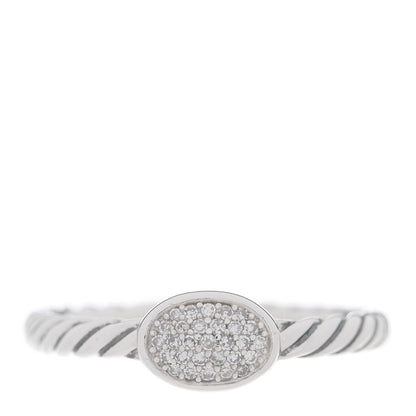 David Yurman Sterling Silver Diamond Pave Cable Classics Oval Ring 52 6 1 of 4