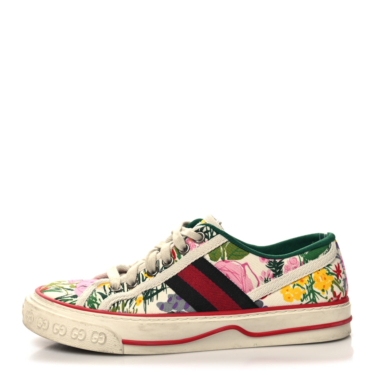 Gucci X KEN SCOTT Cotton Web Floral Womens 1977 Tennis Sneakers 35.5 Ivory Pink Mystic White 1 of 9