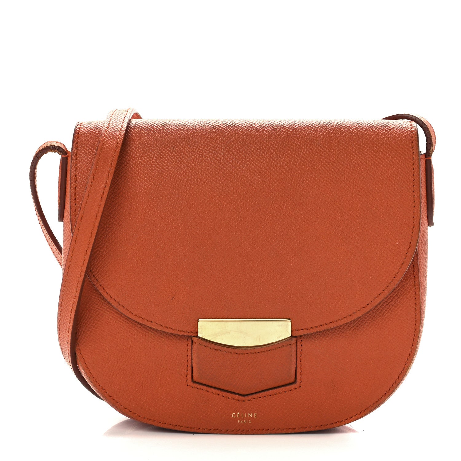 Celine Grained Calfskin Small Trotteur Carnelian 1 of 13