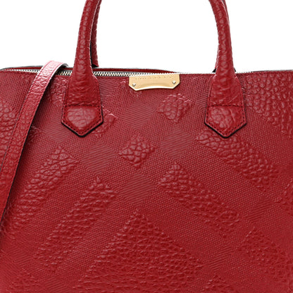 Burberry Heritage Grain Check Embossed Medium Dewsbury Tote Military Red 7 of 9
