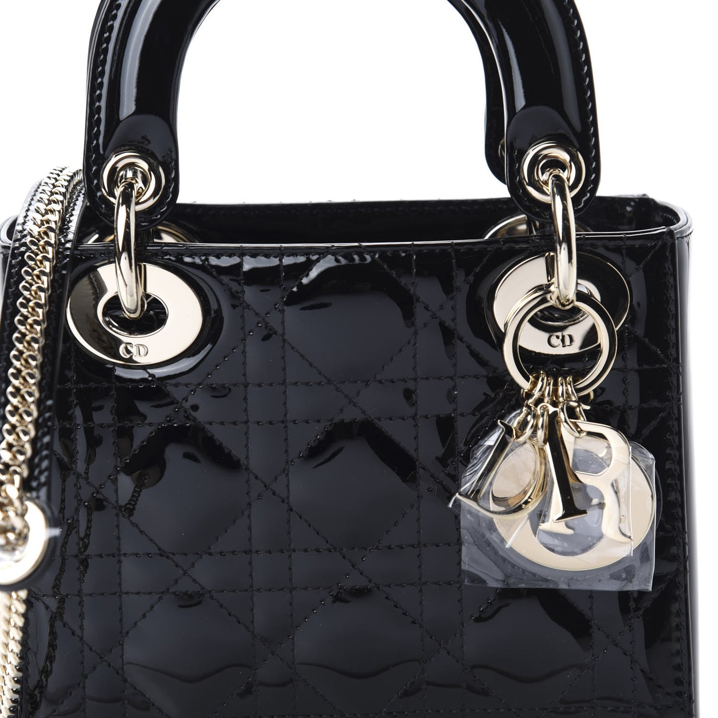 Patent Cannage Mini Lady Dior Black