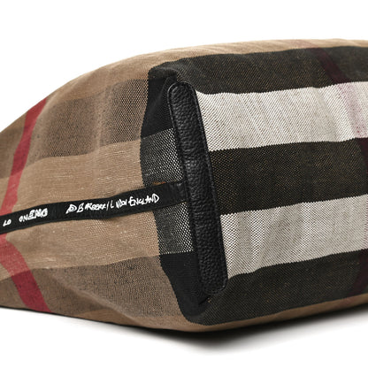 Burberry Coated Canvas Mega Check Medium Reversible Doodle Tote Black Brown 14 of 15