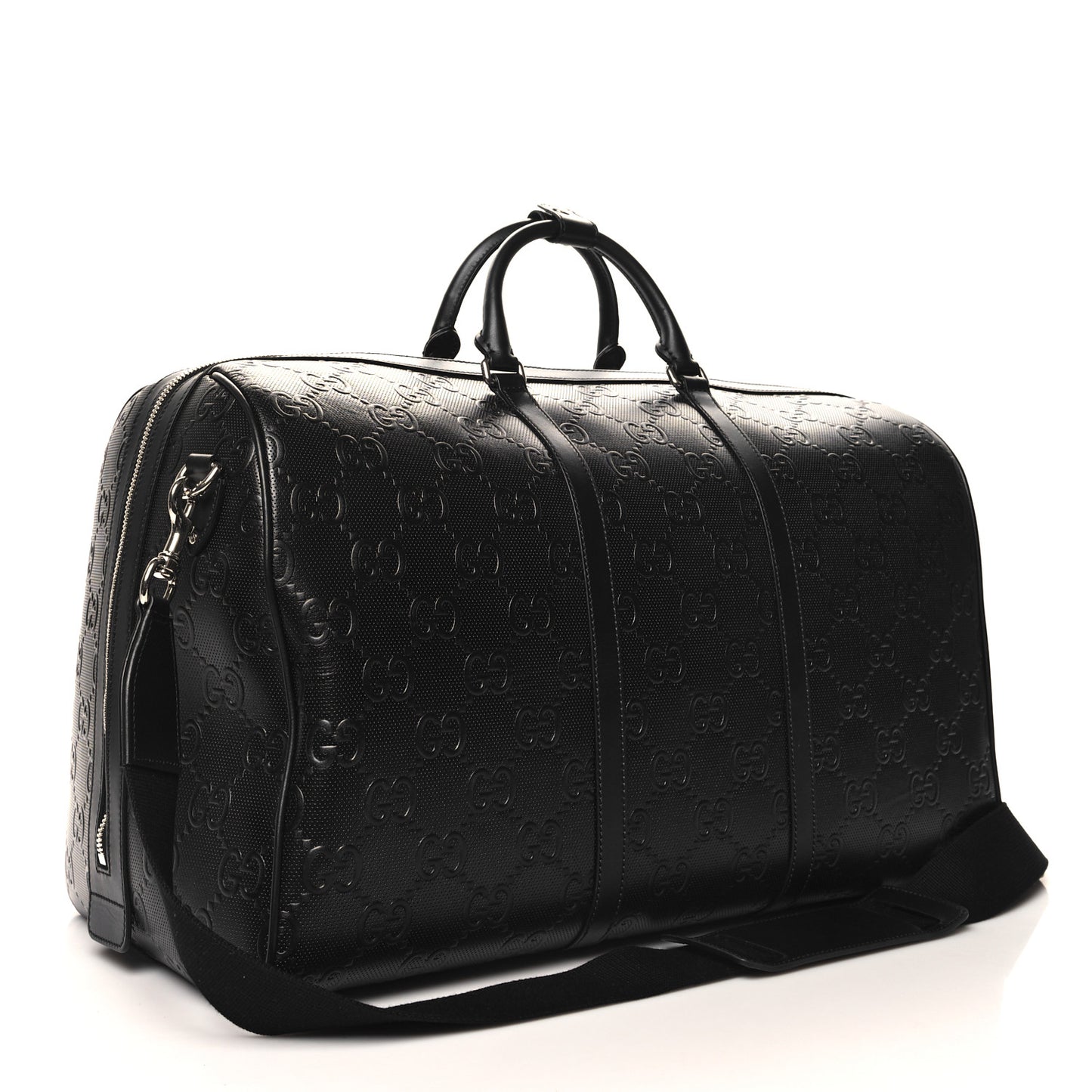 Calfskin GG Tennis Embossed Large Duffle Bag Black