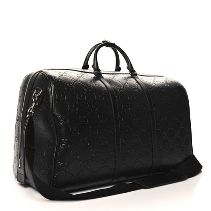 Gucci Calfskin GG Tennis Embossed Large Duffle Bag Black 2 of 11