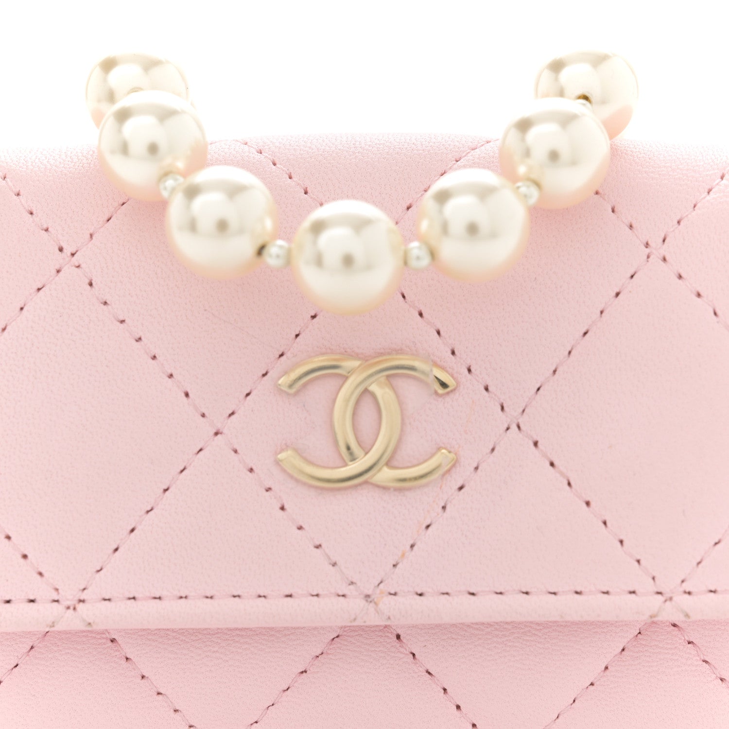 Chanel Lambskin Quilted Pearl Chain Belt Bag Light Pink 8 of 10