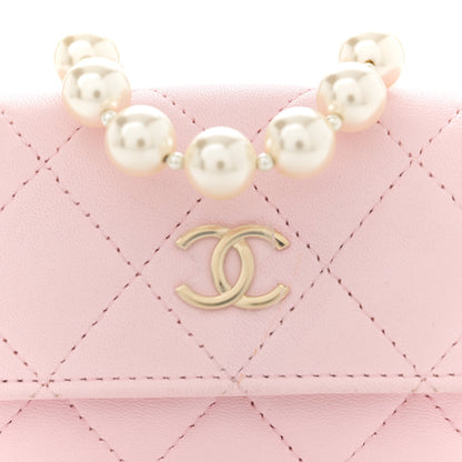 Chanel Lambskin Quilted Pearl Chain Belt Bag Light Pink 8 of 10