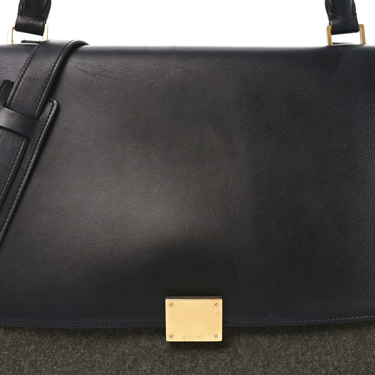 Celine Smooth Calfskin Felt Medium Trapeze Khaki 6 of 8