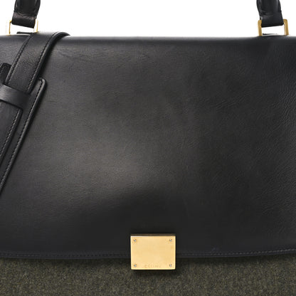 Celine Smooth Calfskin Felt Medium Trapeze Khaki 6 of 8