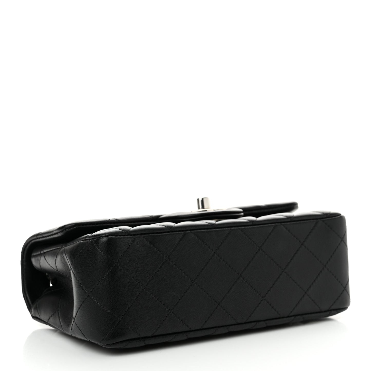 Lambskin Quilted Mini Rectangular Flap Black