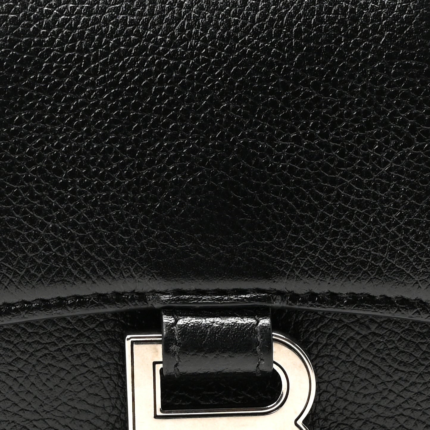Grained Calfskin Hourglass Top Handle Bag XS Black