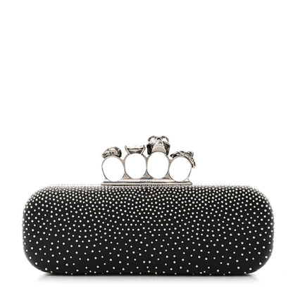 Alexander McQueen Nappa Studded Skull Knuckle Box Clutch Black 1 of 9